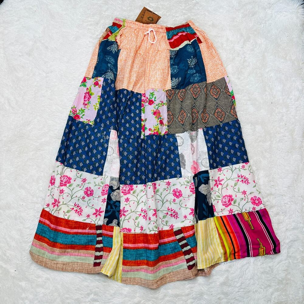 ASHLEY TAYLOR WOMENS PATCHWORK SKIRT BOHO HIPPIE HAREM OSFM 5